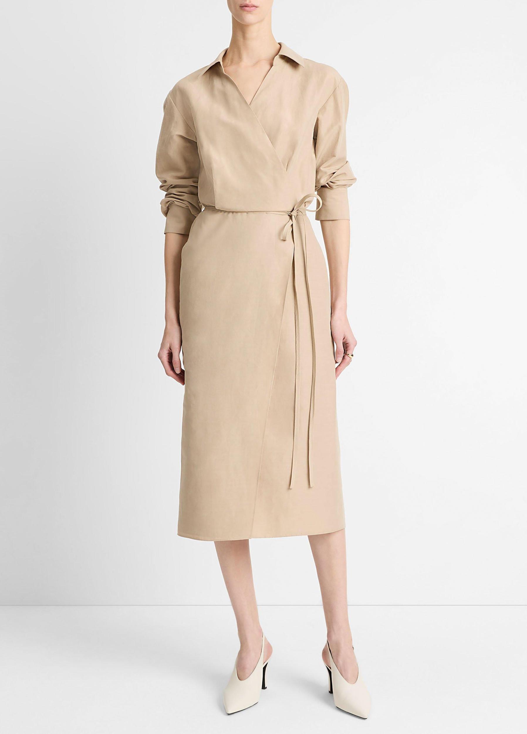 Cotton-Blend Wrap Shirt Dress Product Image