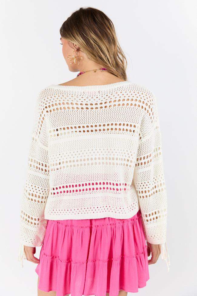 Easy Going Cream Open Knit Boat Neck Sweater FINAL SALE Product Image