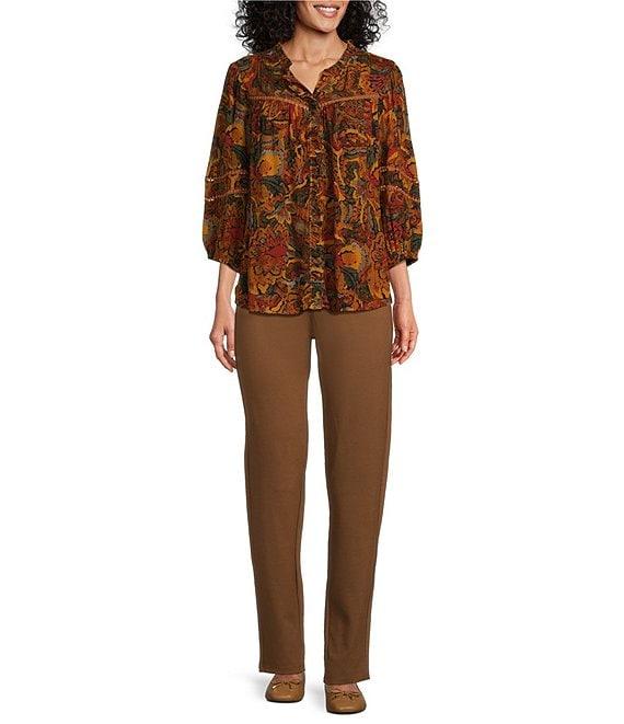 Intro Stella Double Knit Slim Straight Leg Pull-On Pants Product Image