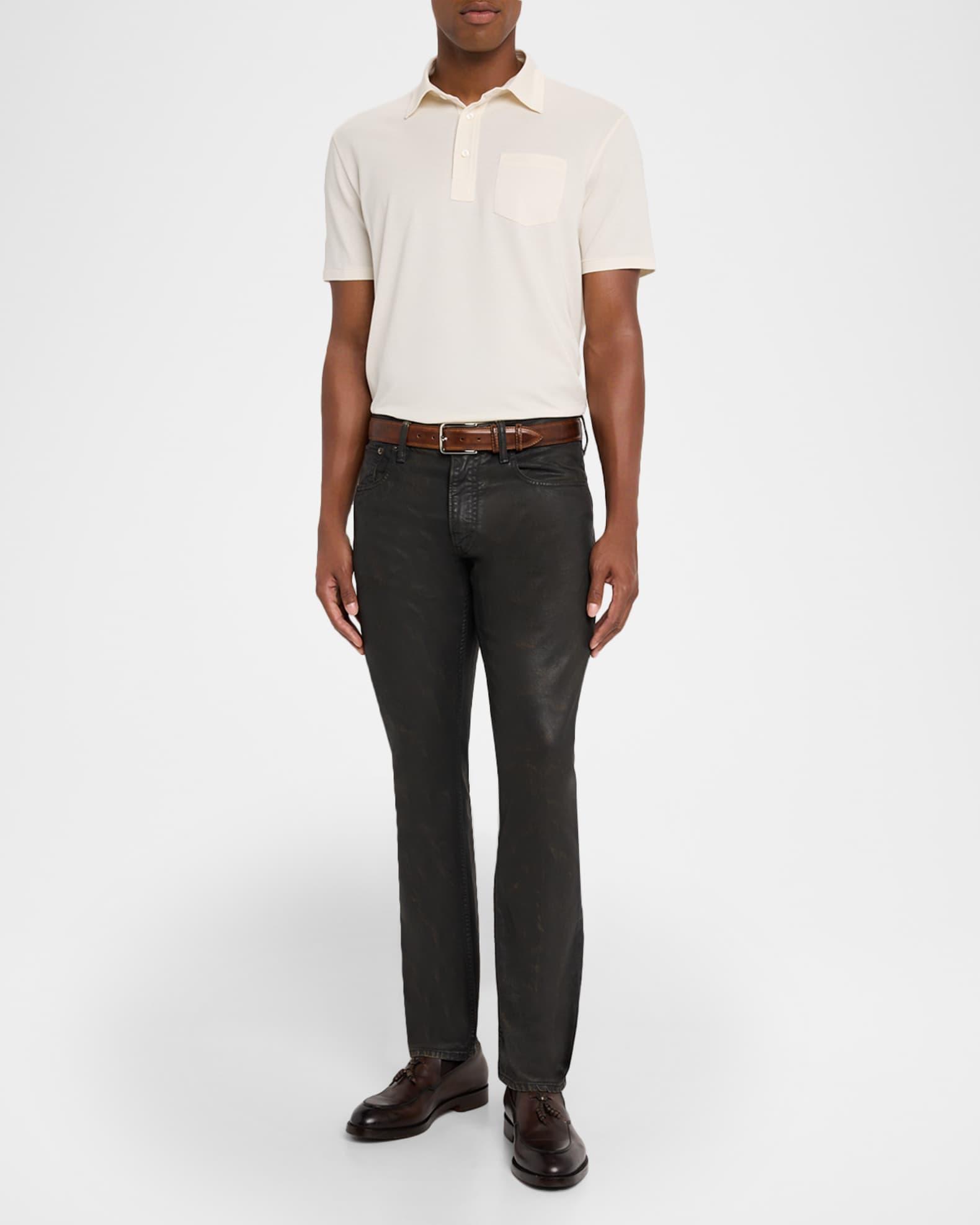 Men's Cotton and Cashmere Pique Pocket Polo Shirt Product Image