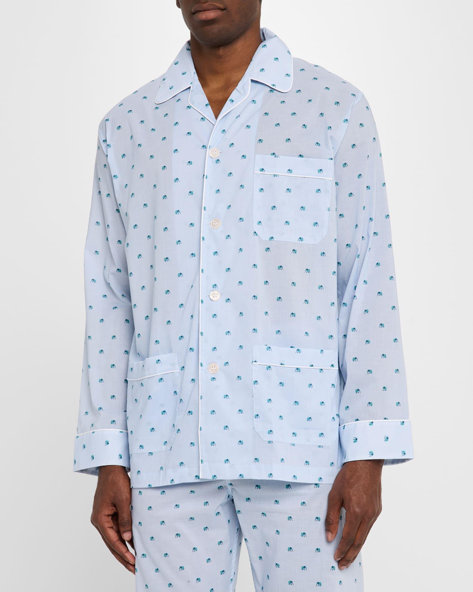 Men's Ledbury Striped Elephant-Print Pajama Set Product Image
