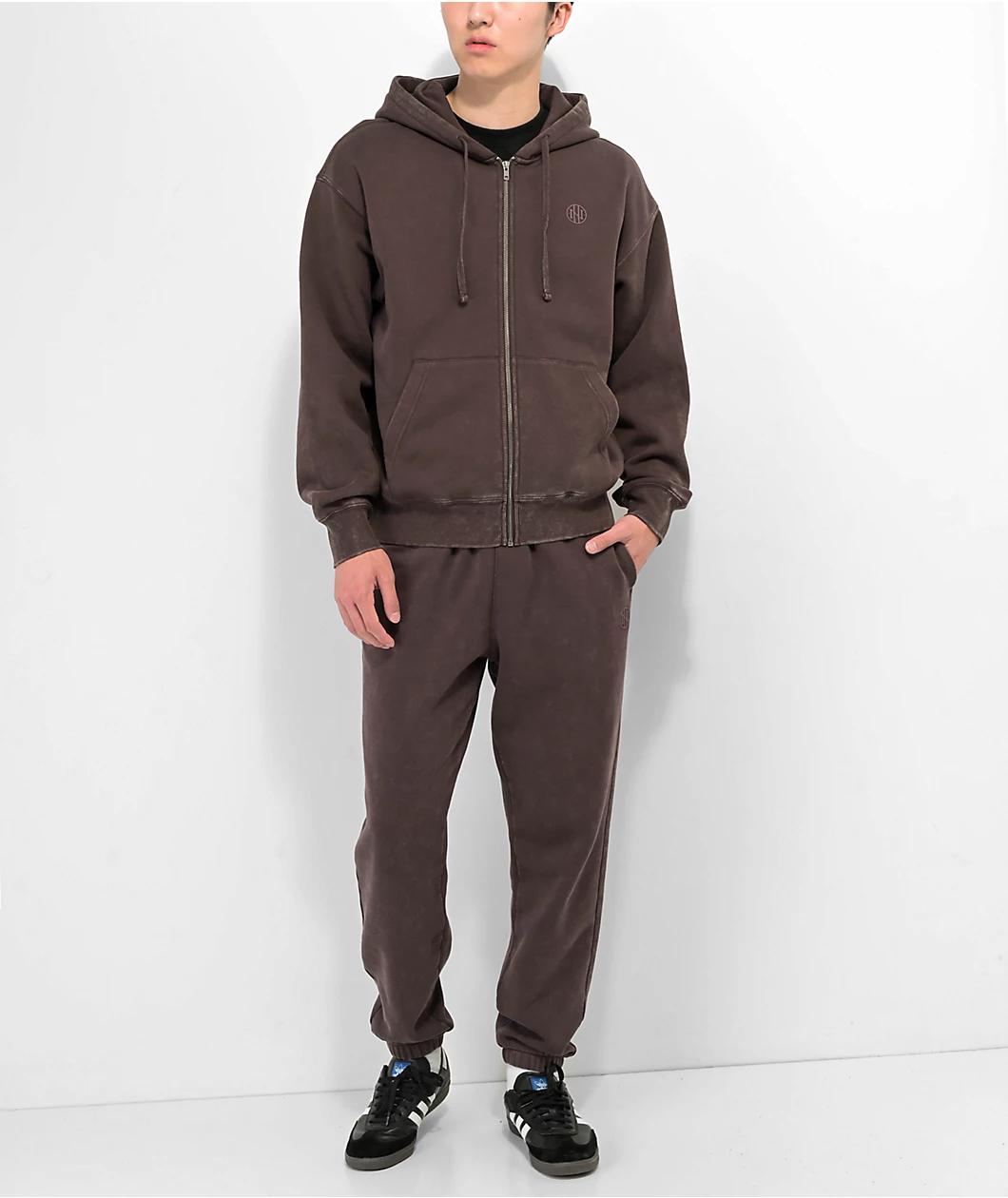 Ninth Hall Fundamentals Brown Boxy Zip Hoodie Product Image