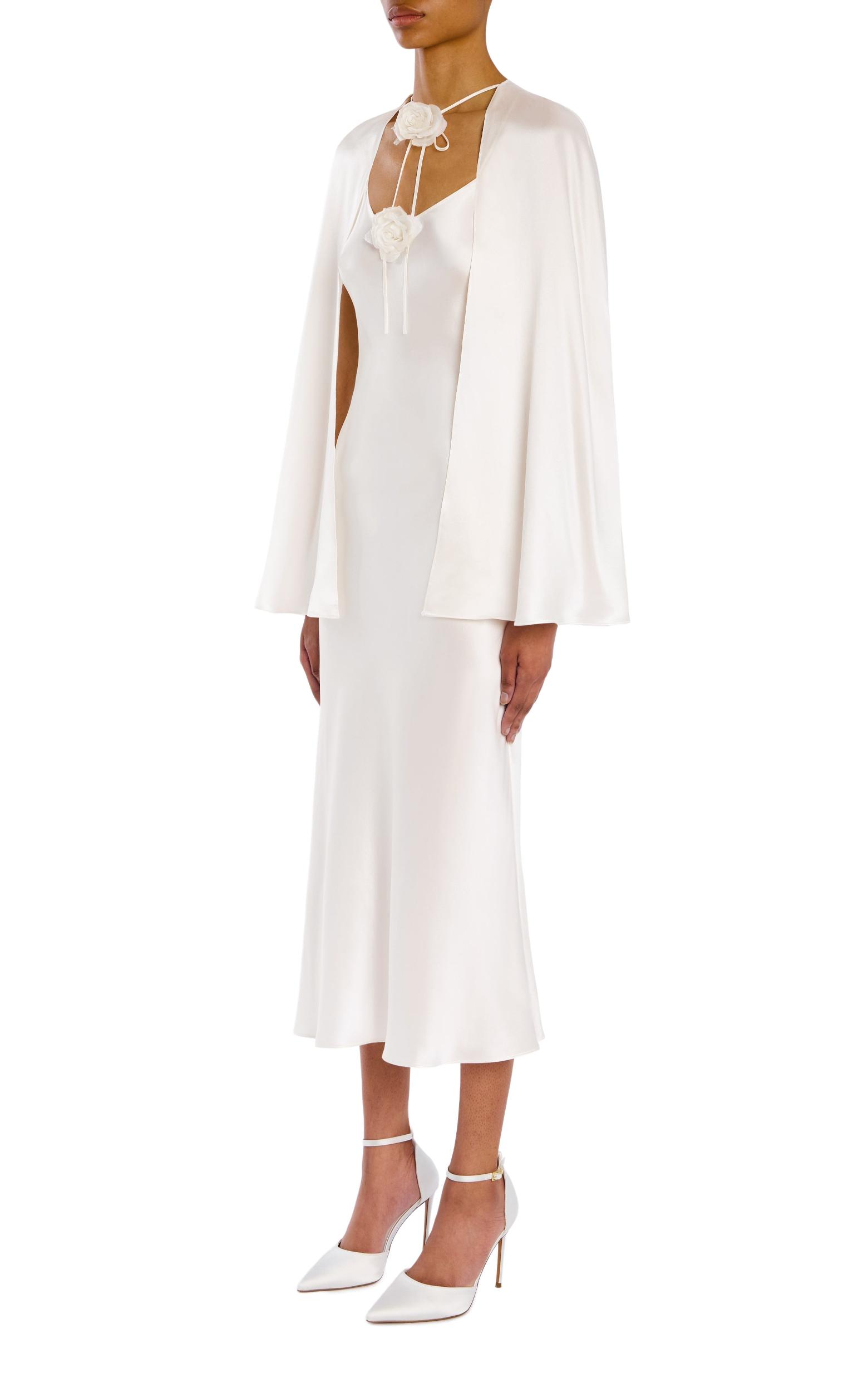 Off White Silk Charmese Capelet with Flower Pin Product Image