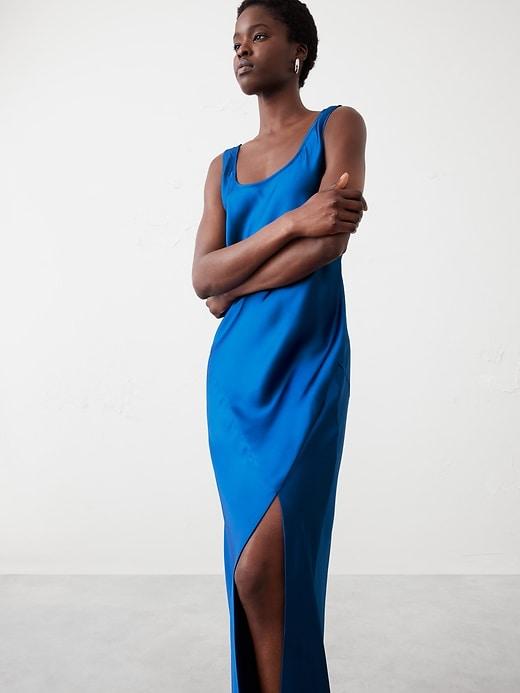 Silky Twill Slit Maxi Dress Product Image