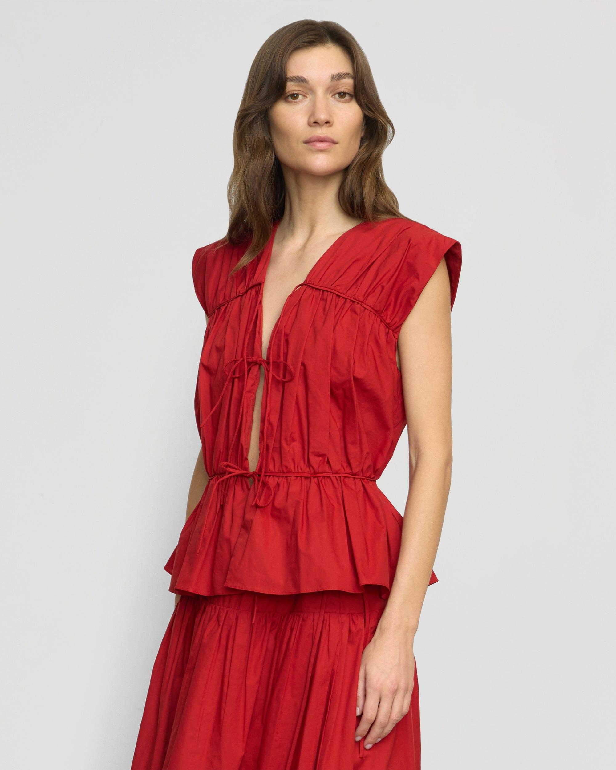 Neha Tie-Front Organic Cotton Blouse Product Image