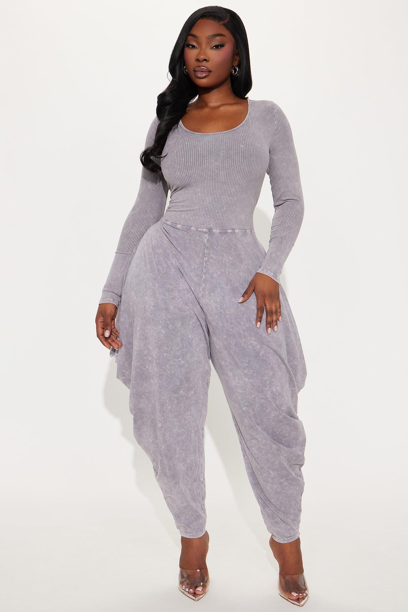 Call For You Long Sleeve Jumpsuit - Grey Product Image