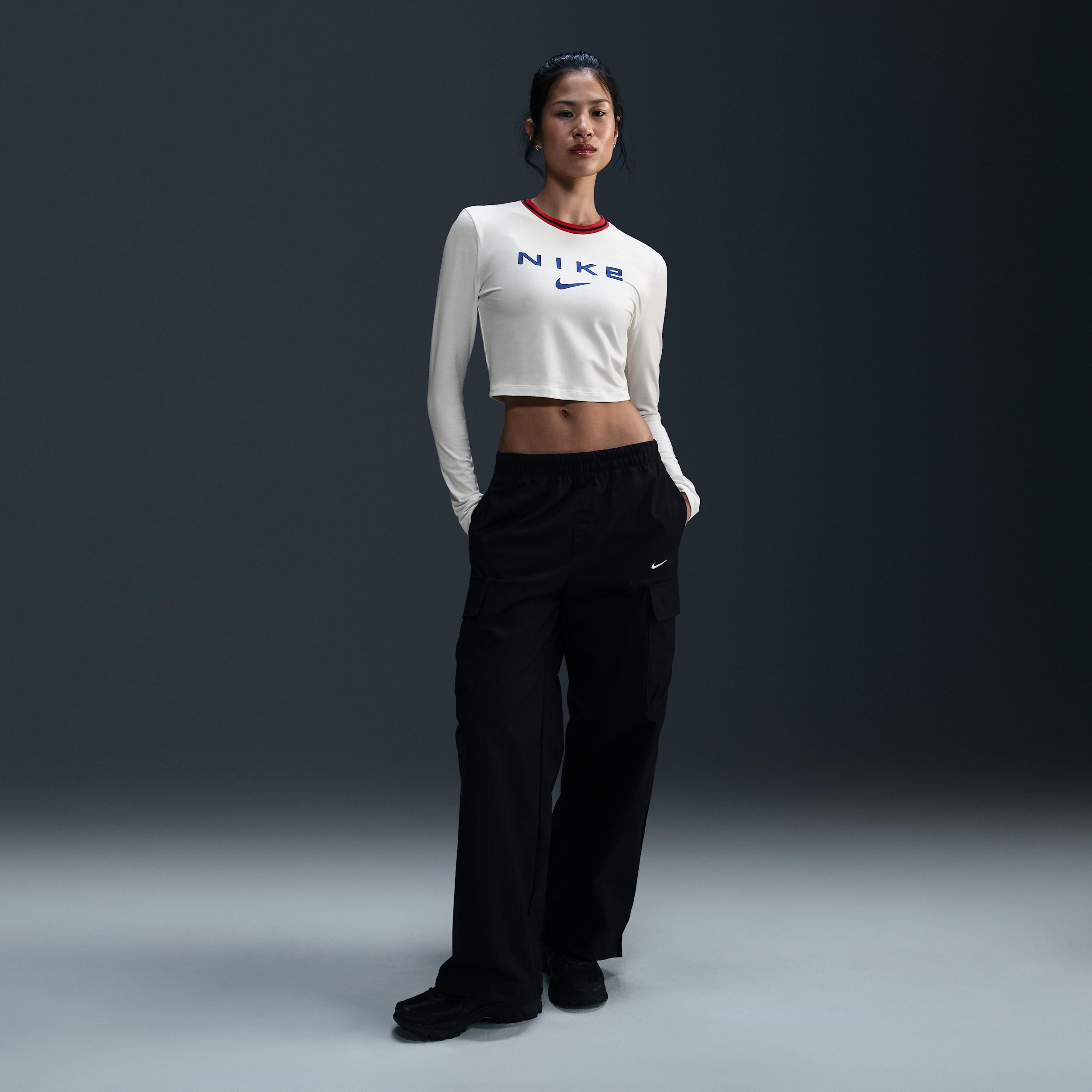 Women's Nike Sportswear Chill Knit Slim Long-Sleeve Cropped Graphic T-Shirt Product Image