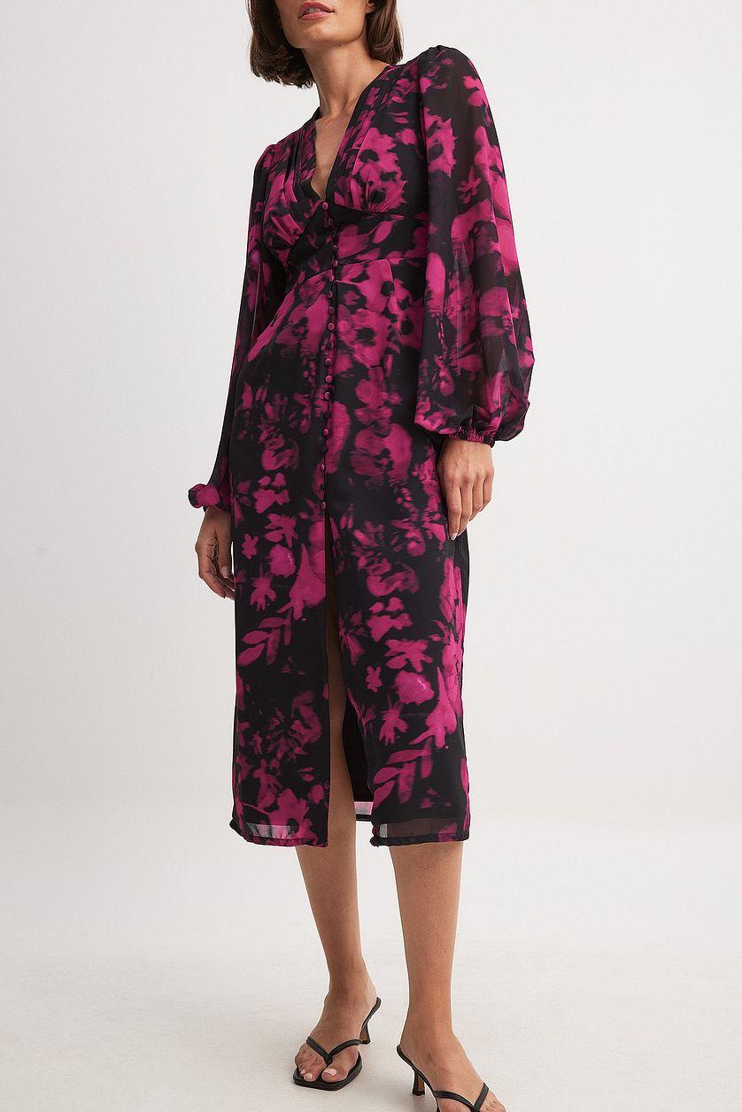 Buttons Front Midi Dress Product Image