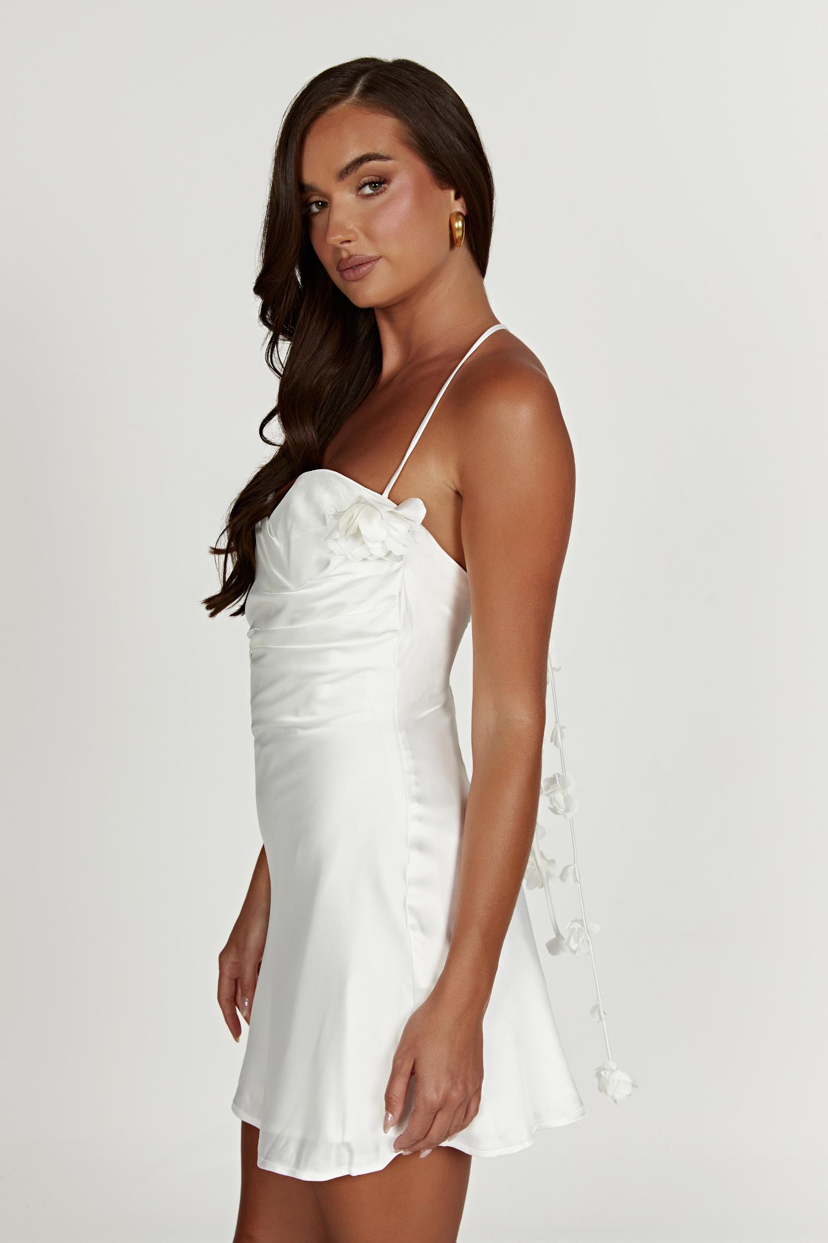 Otillie Rose Halter Mini Dress - White Product Image