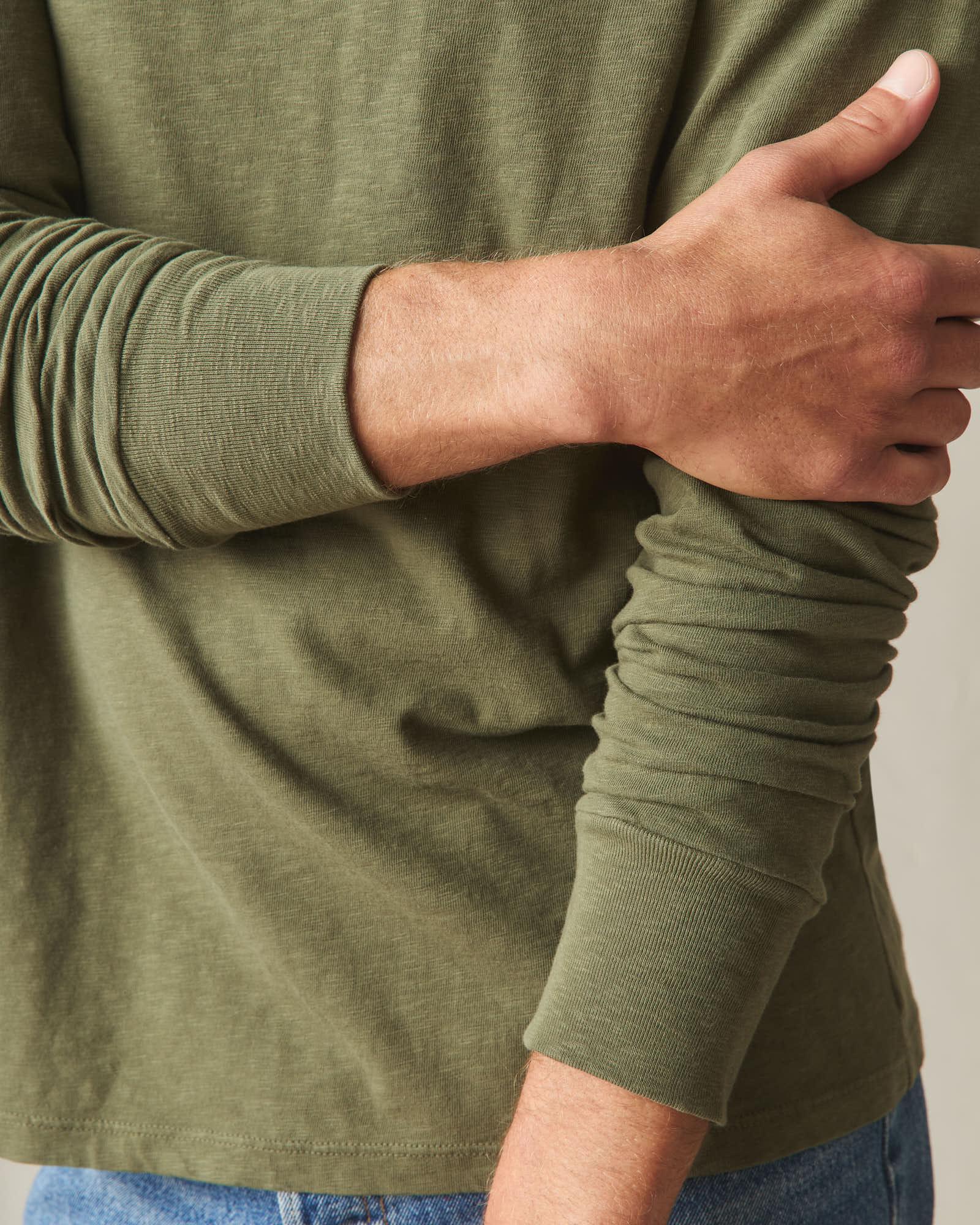 Men's Premium Slub Crew Tee Long Sleeve - Olive Product Image