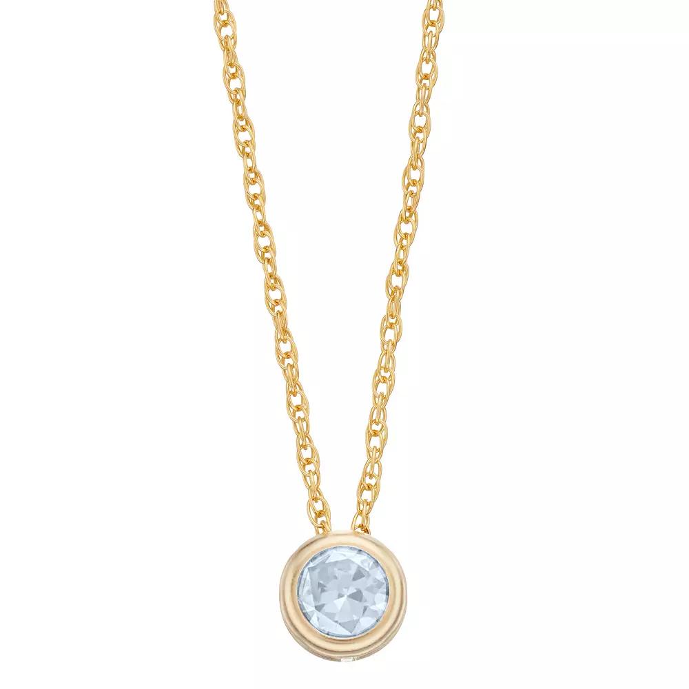 Pure Gem Collection 10k Gold Lab-Created White Sapphire Bezel Pendant Necklace, Women's, Size: 18" Product Image