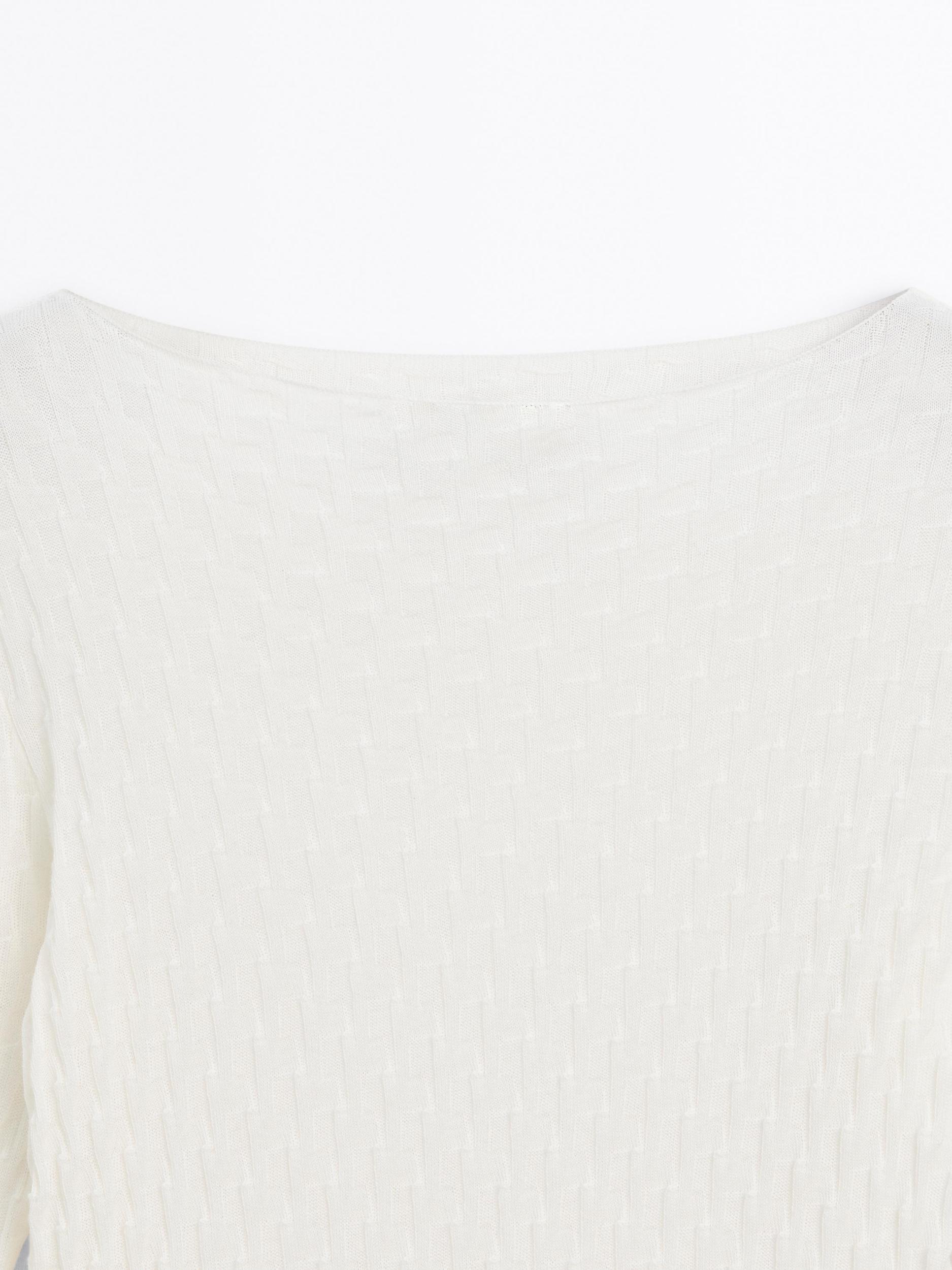 Long sleeve textured 100% cotton top Product Image