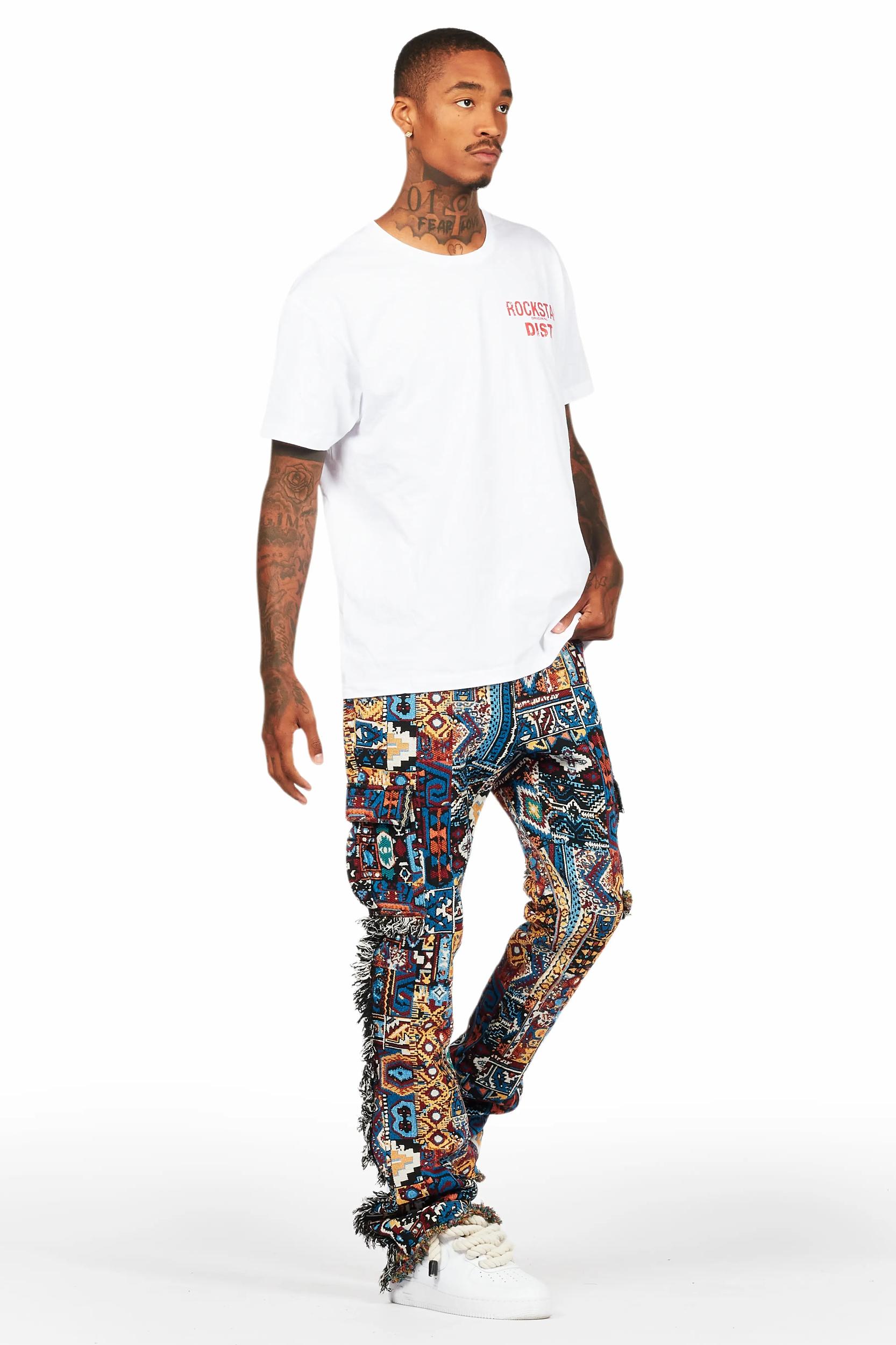 Ayami Blue Slim Tapestry Flare Jean Male Product Image