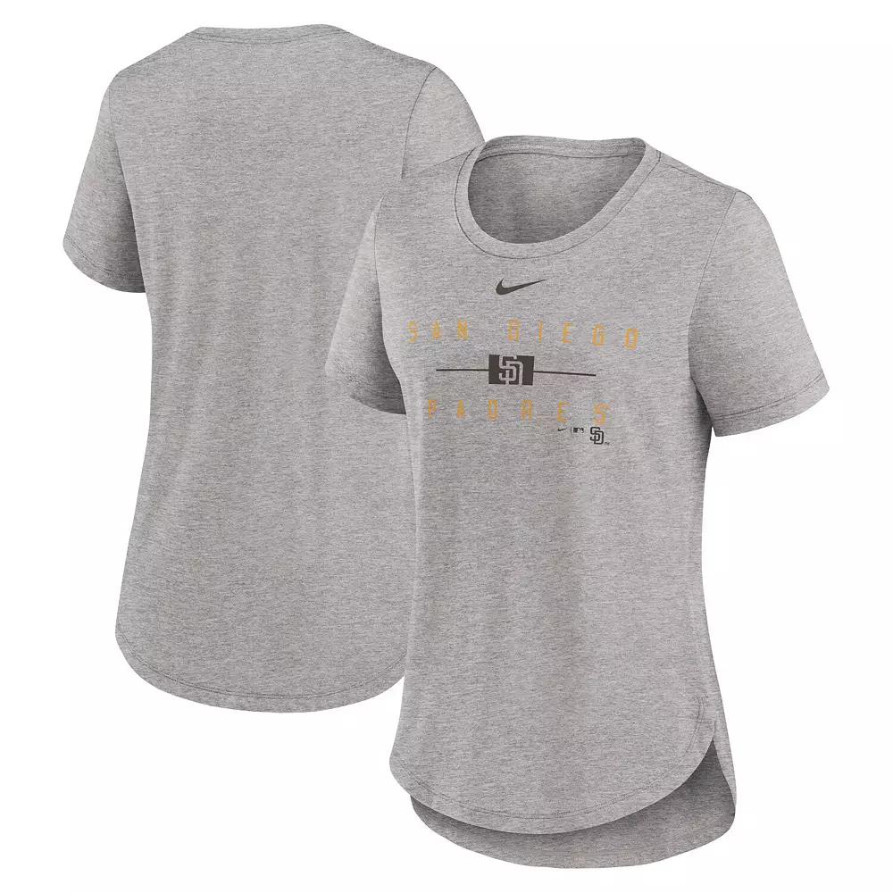 Women's Nike Heather Charcoal San Diego Padres Knockout Team Stack Tri-Blend T-Shirt,  Product Image
