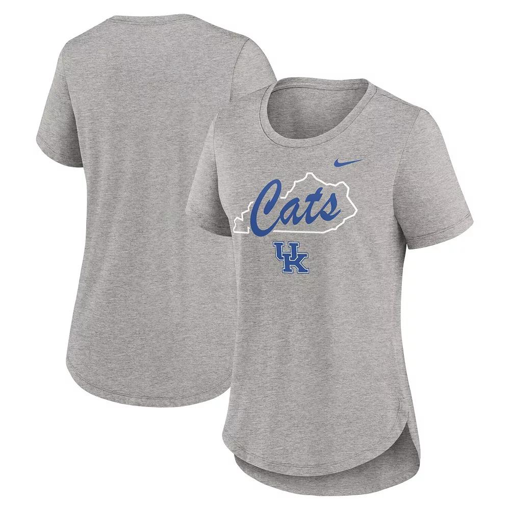 Women's Nike Heather Gray Kentucky Wildcats Local Campus Location Mantra Tri-Blend T-Shirt, Size: XL, Grey Product Image
