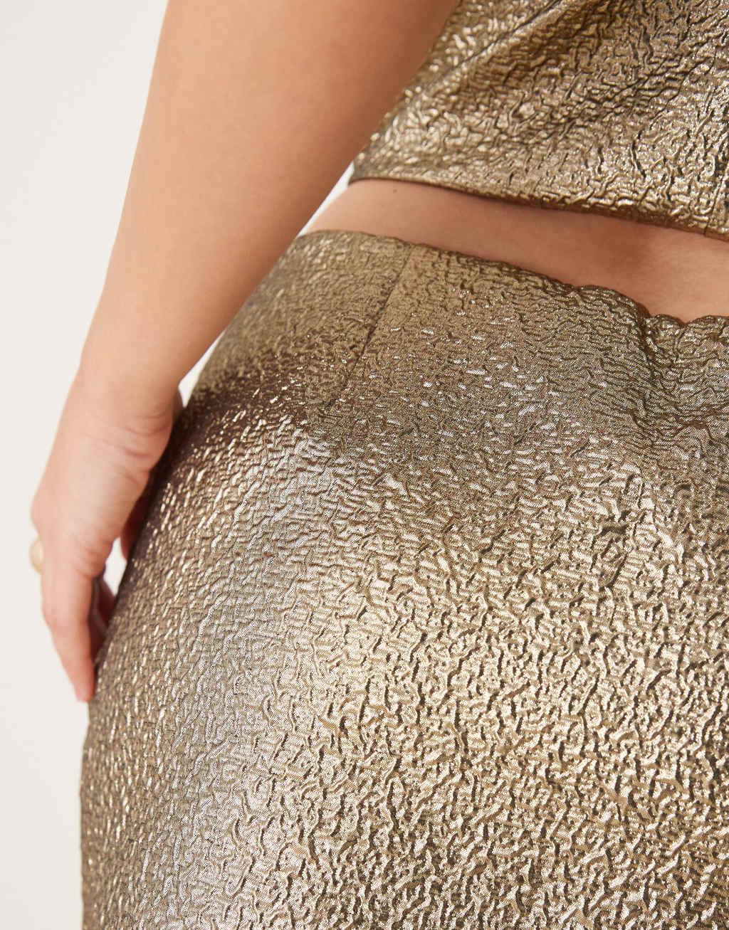 Abercrombie & Fitch micro mini skort in metallic gold - part of a set Product Image
