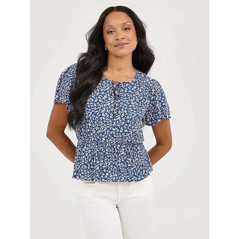 Womens Button Front Peplum Blouse Product Image