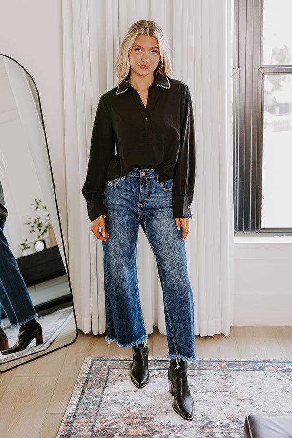 Luxe Lifestyle Pearl Embellished Top in Black Product Image