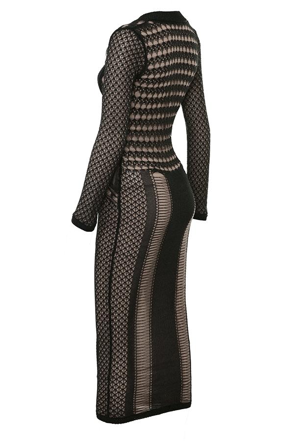 Loula  black plunge midi dress - sale Product Image