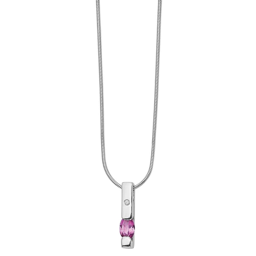White Ice Sterling Silver Diamond Accent & Pink Tourmaline Necklace, Women's, Size: 18" Product Image