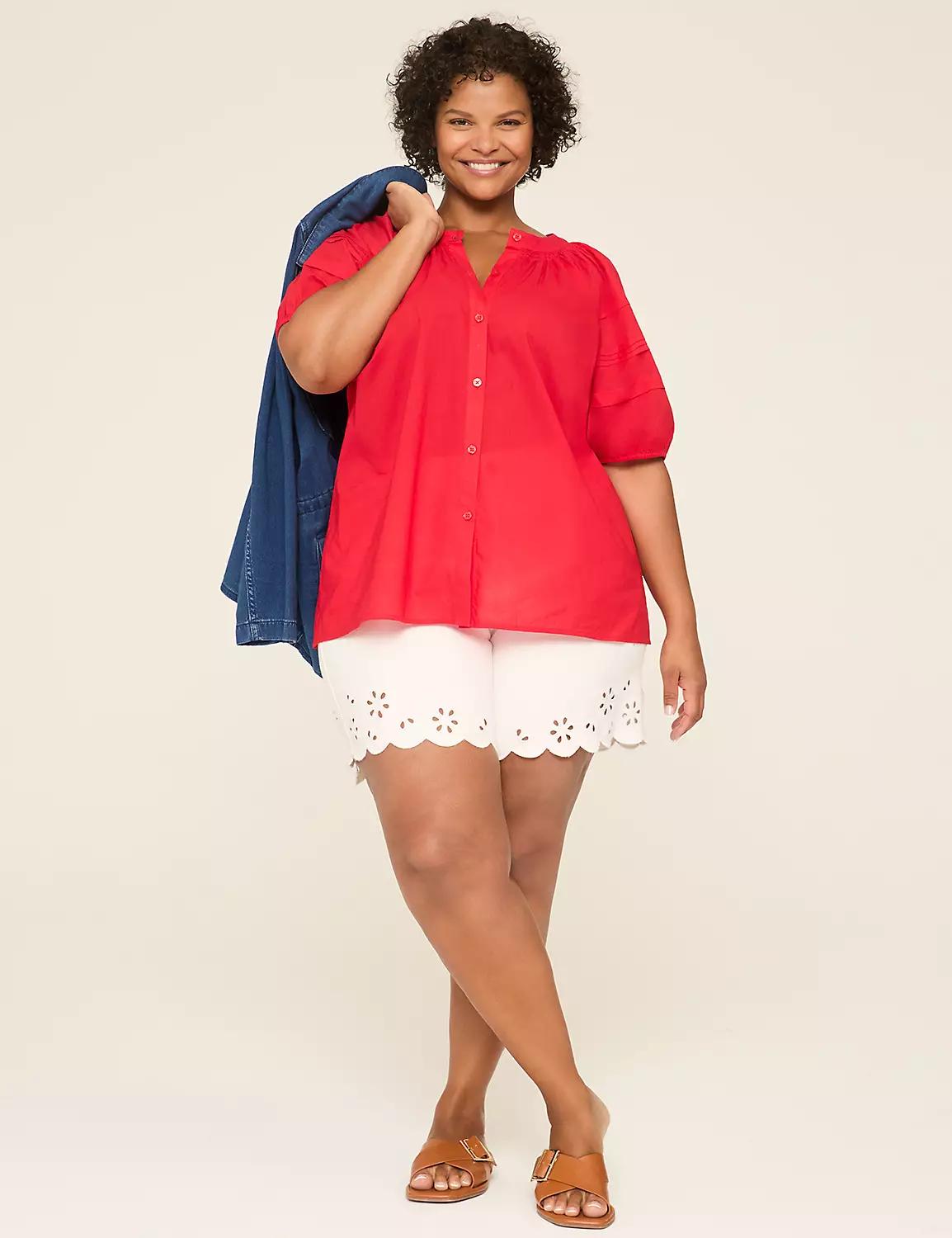 Swing Pintuck Button-Front Blouse Product Image