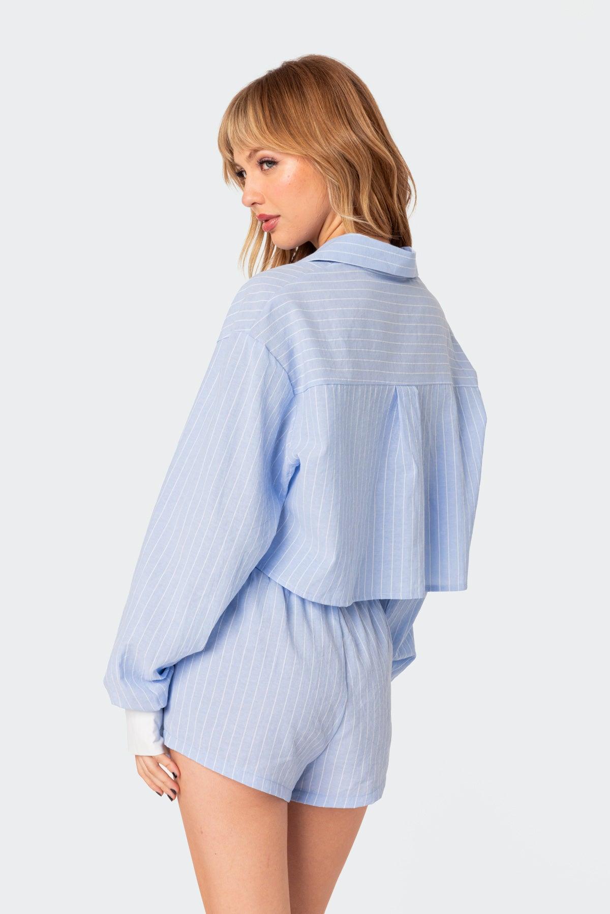 Lea Cropped Button Up Shirt Product Image