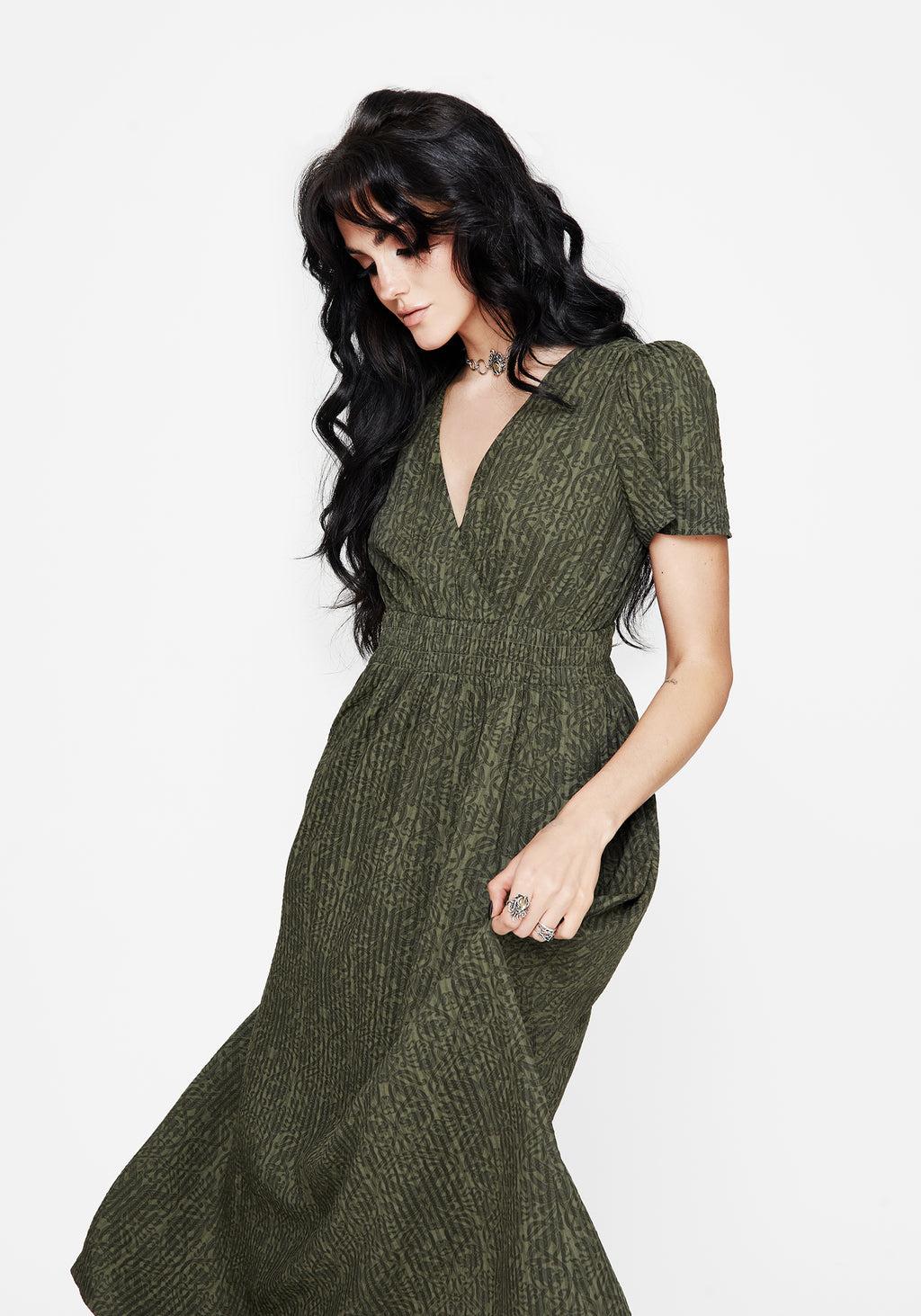 Francesca Dragon Printed Wrap Over Midaxi Dress Product Image