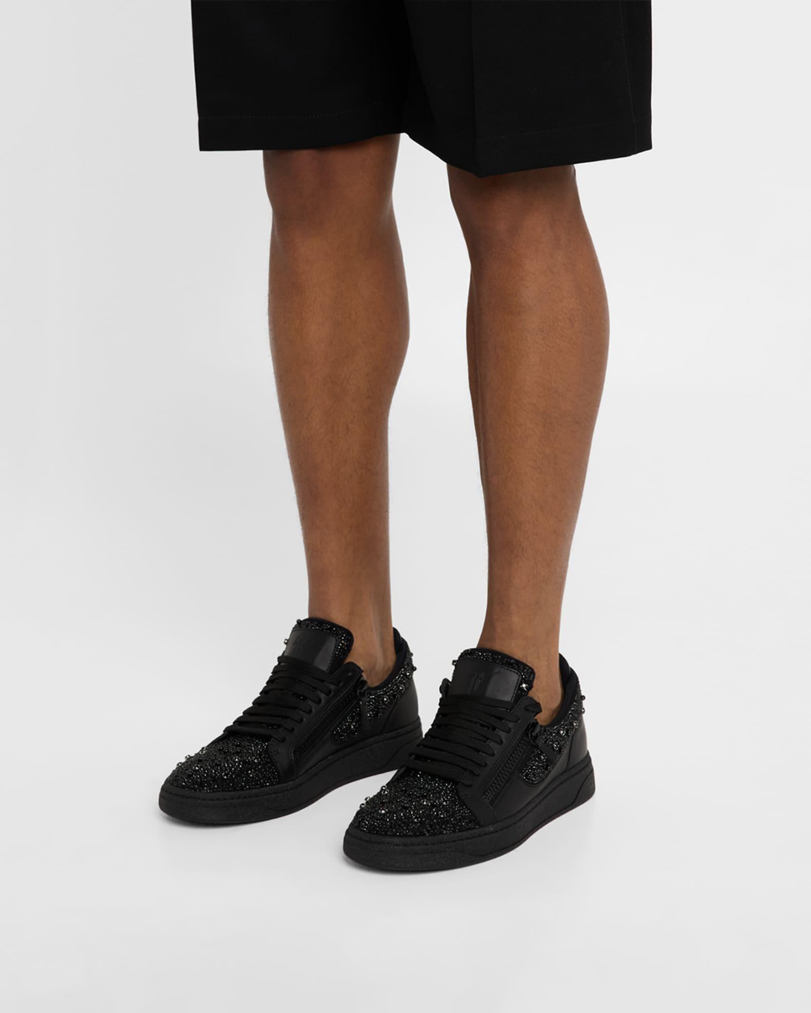 Men's Alicante Leather and Crystal Low-Top Sneakers Product Image