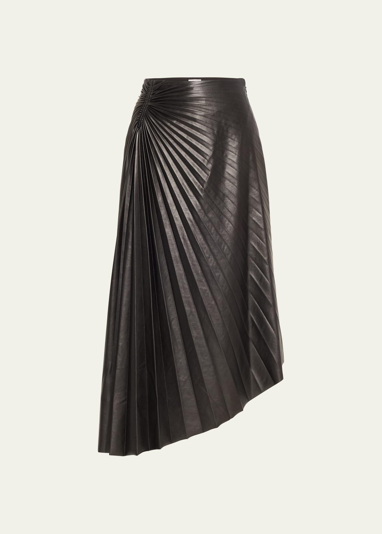 Tracy Pleated Side-Ruched Faux Leather Maxi Skirt Product Image