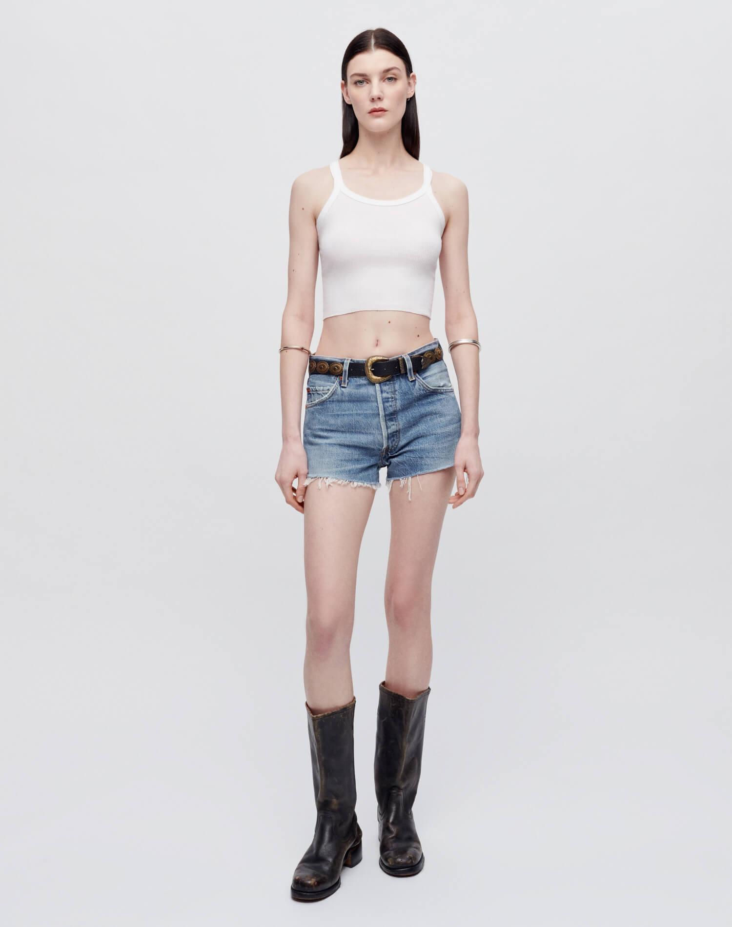 Hanes Cropped Ribbed Tank - Optic White Female Product Image