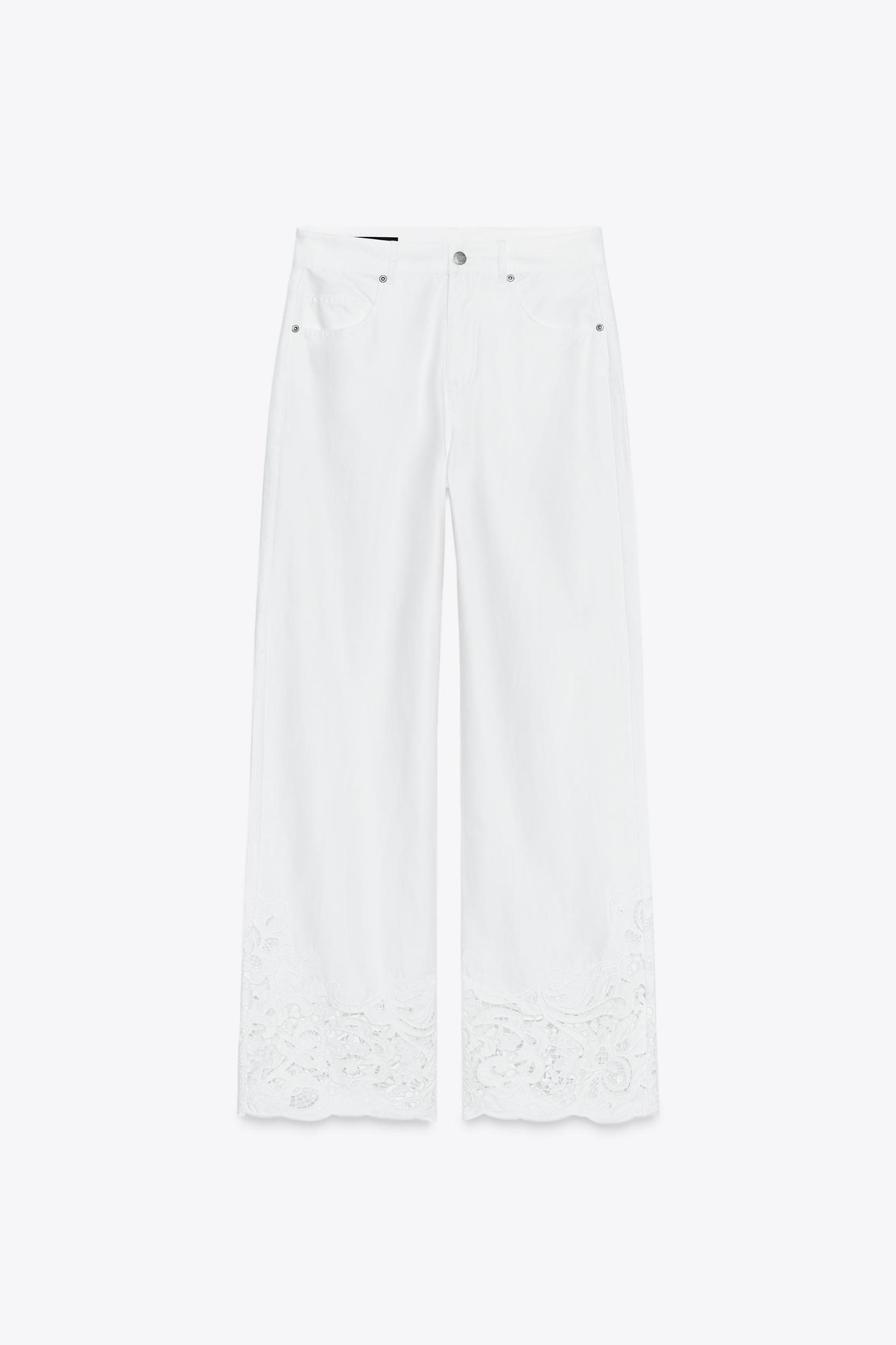 EMBROIDERED STRAIGHT LEG PANTS Product Image