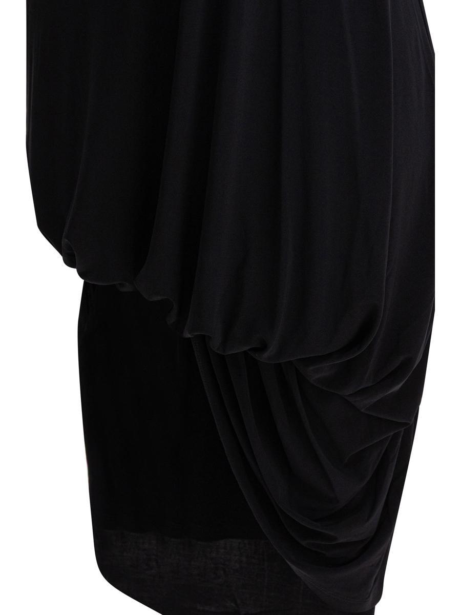 JACQUEMUS Draped Sleeveless Peplum Dress With Asymmetrical Hem In Black Product Image