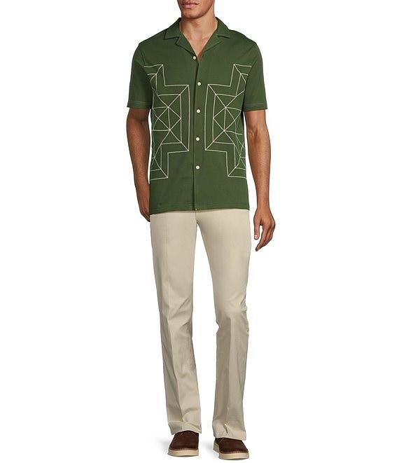 Murano From The Garden Collection Slim Fit Embroidered Short Sleeve Coatfront Shirt Product Image