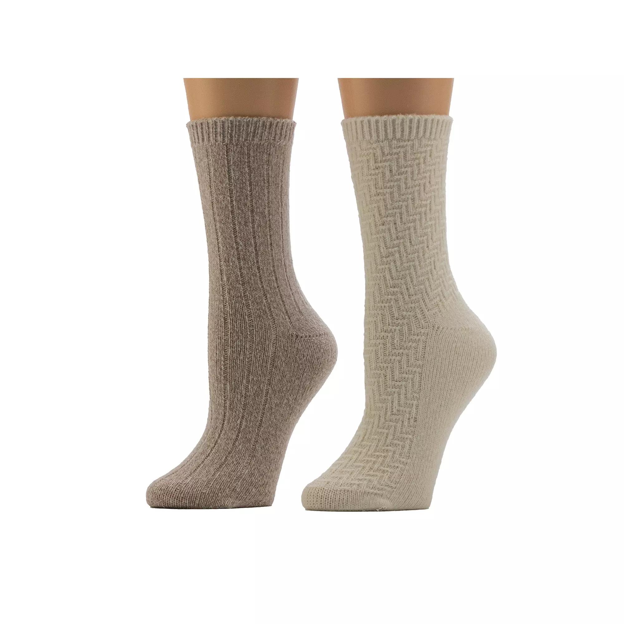Women's Cuddl Duds® Plushfill 2-Pack Static Texture Twist Rib Crew Socks,  Product Image