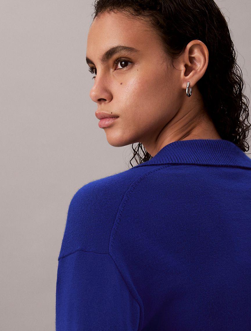 Merino Wool Blend Relaxed Polo Sweater Product Image