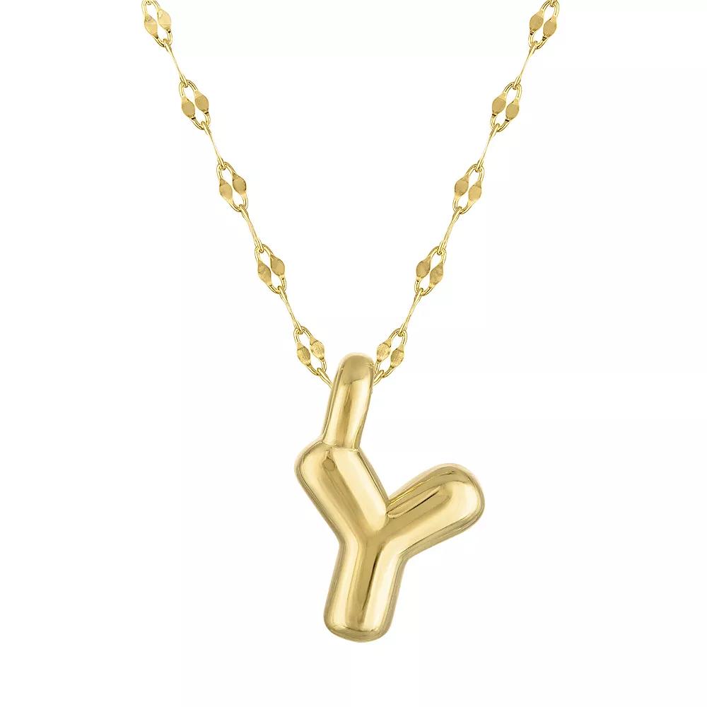 Junior Jewels 14k Gold Over Silver Bubble Initial Pendant Necklace, Womens Gold Tone Y Product Image