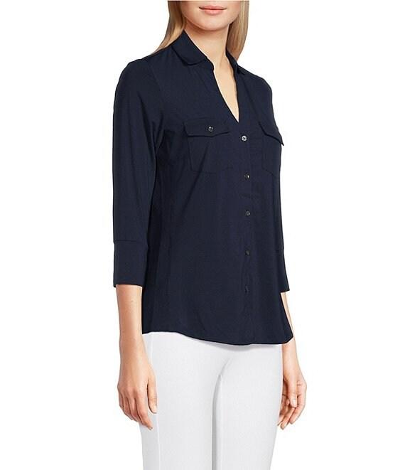 J.McLaughlin Brynn 3/4 Sleeve Point Collar Shirt Product Image