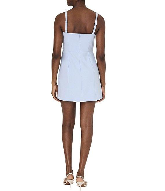 French Connection Whisper Square Neck Sleeveless Bow Slit Mini Dress Product Image