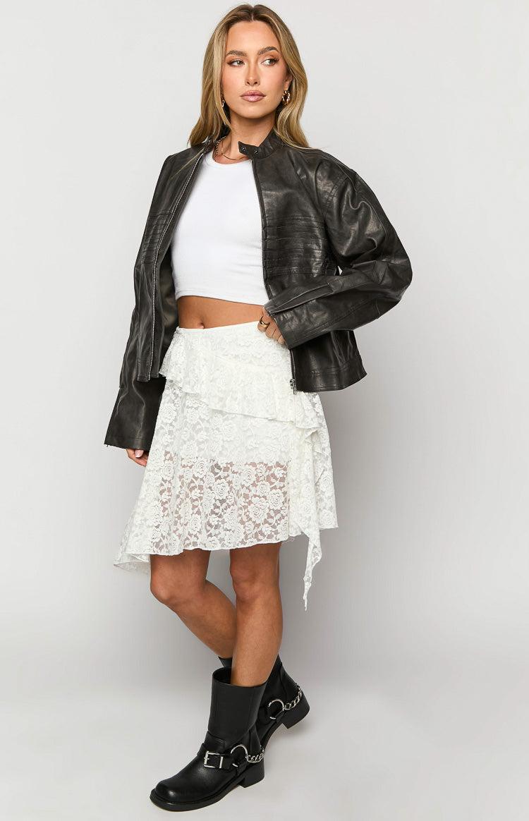 Tuscany White Lace Mini Skirt Girls Product Image