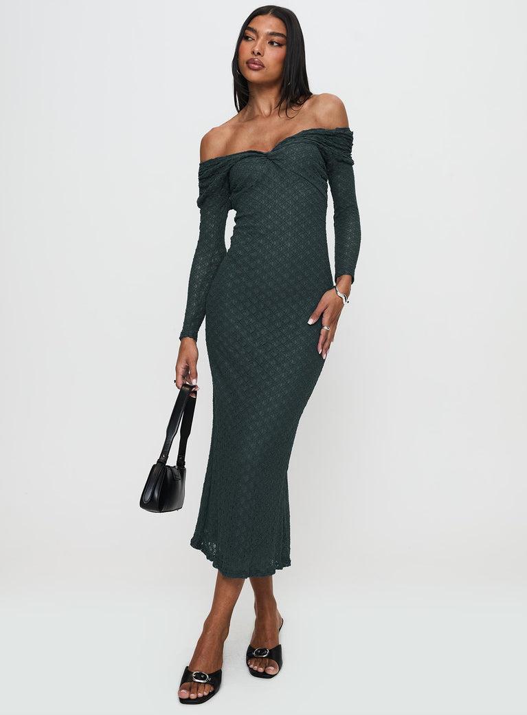 Elexis Off The Shoulder Maxi Dress Blue Product Image