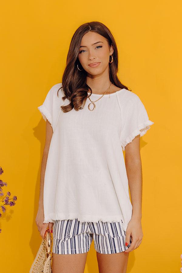 Open Book Frayed Shift Top In Ivory Product Image