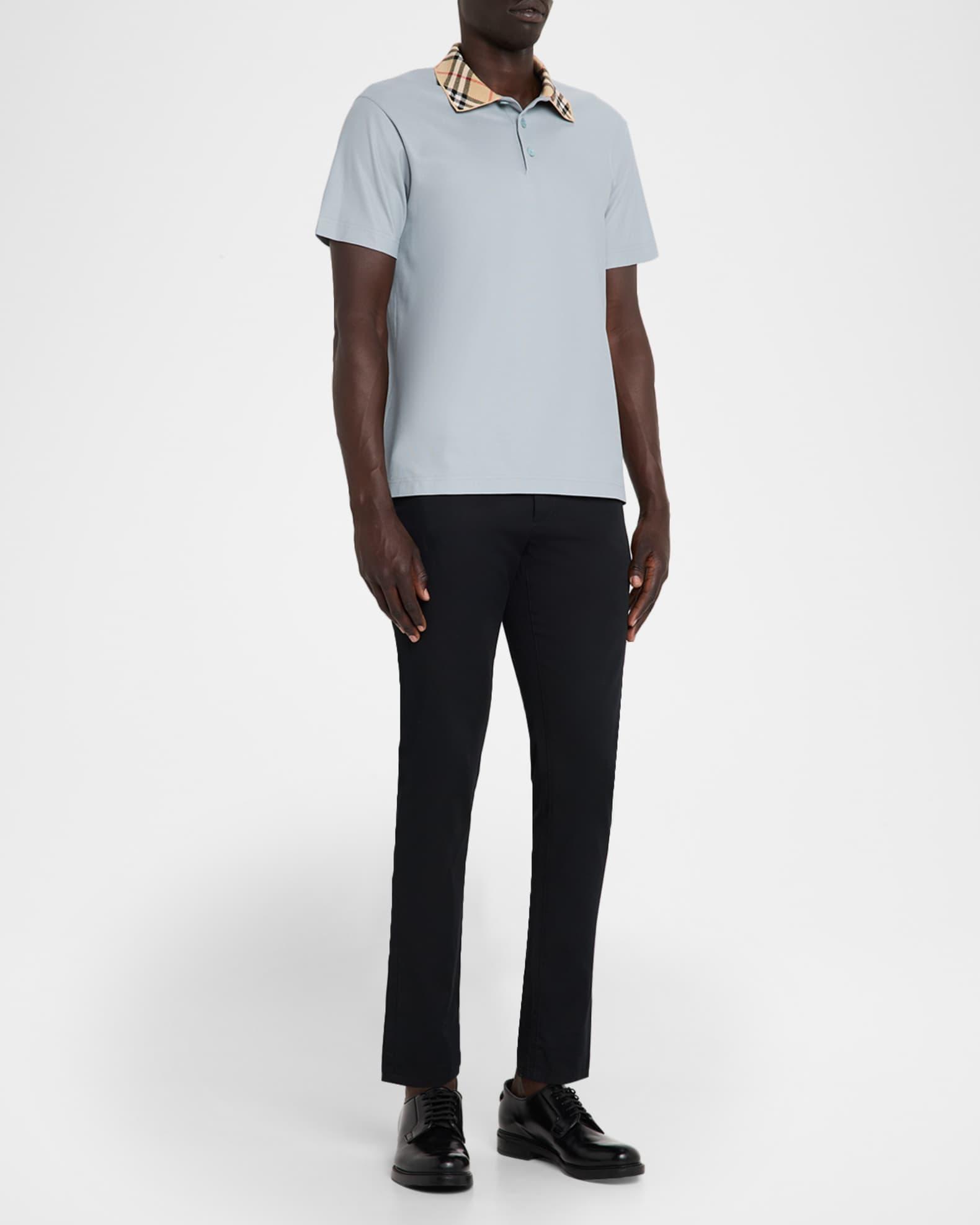 Men's Cotton Check-Collar Polo Shirt Product Image