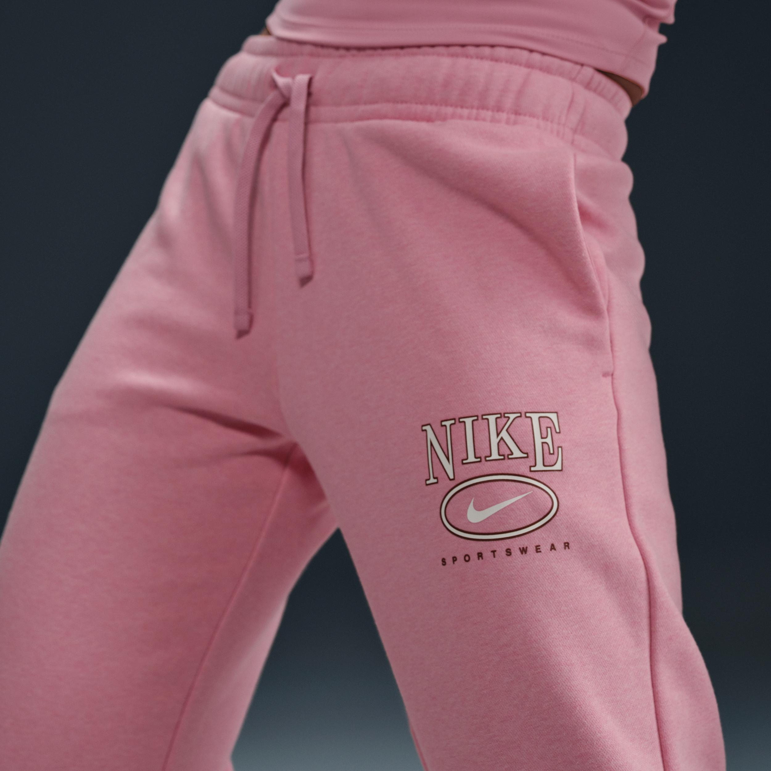 Womens Nike Sportswear Club Fleece Mid-Rise Wide-Leg Graphic Pants | HJ0869-699 Product Image