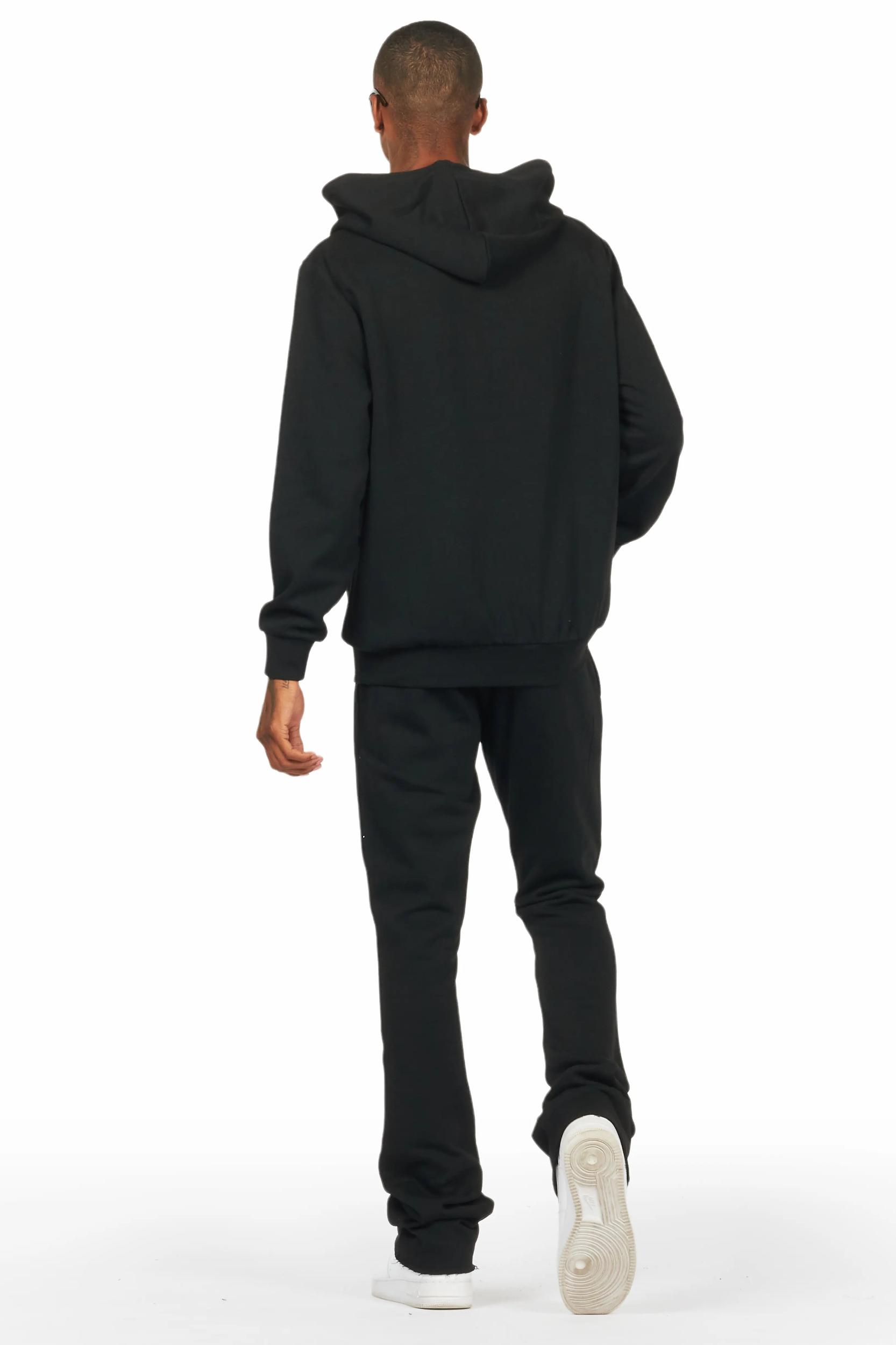 Raffer Black Hoodie/Stacked Flare Track Set Male Product Image