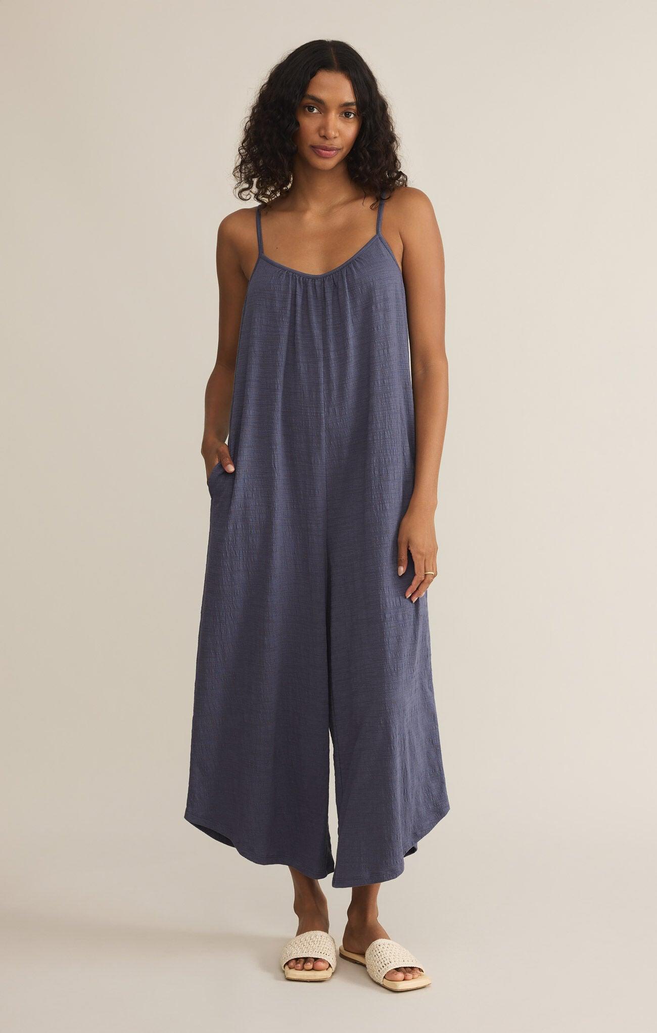 TEXTURED FLARED JUMPSUIT Product Image