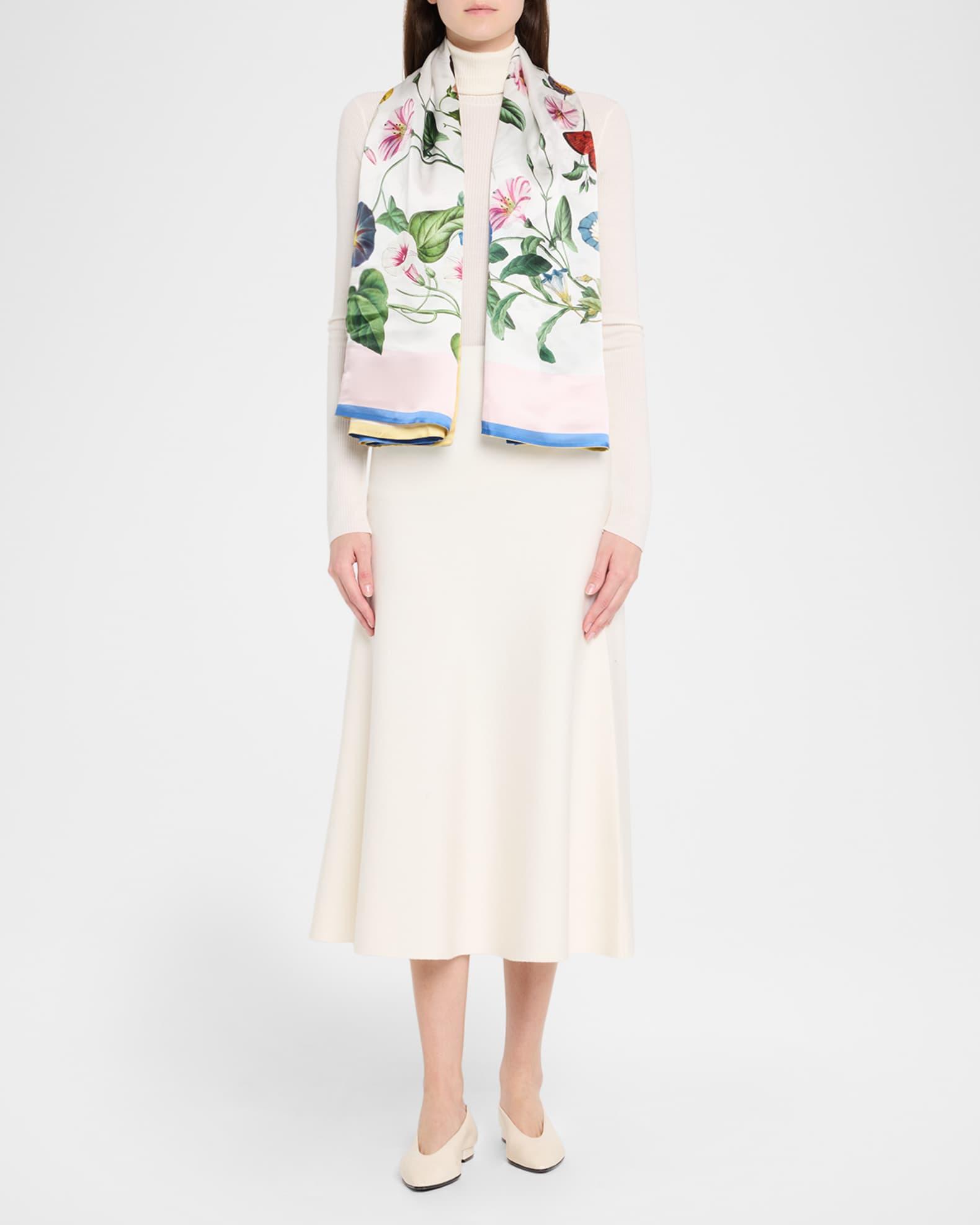 Adeline Floral-Print Silk Scarf Product Image