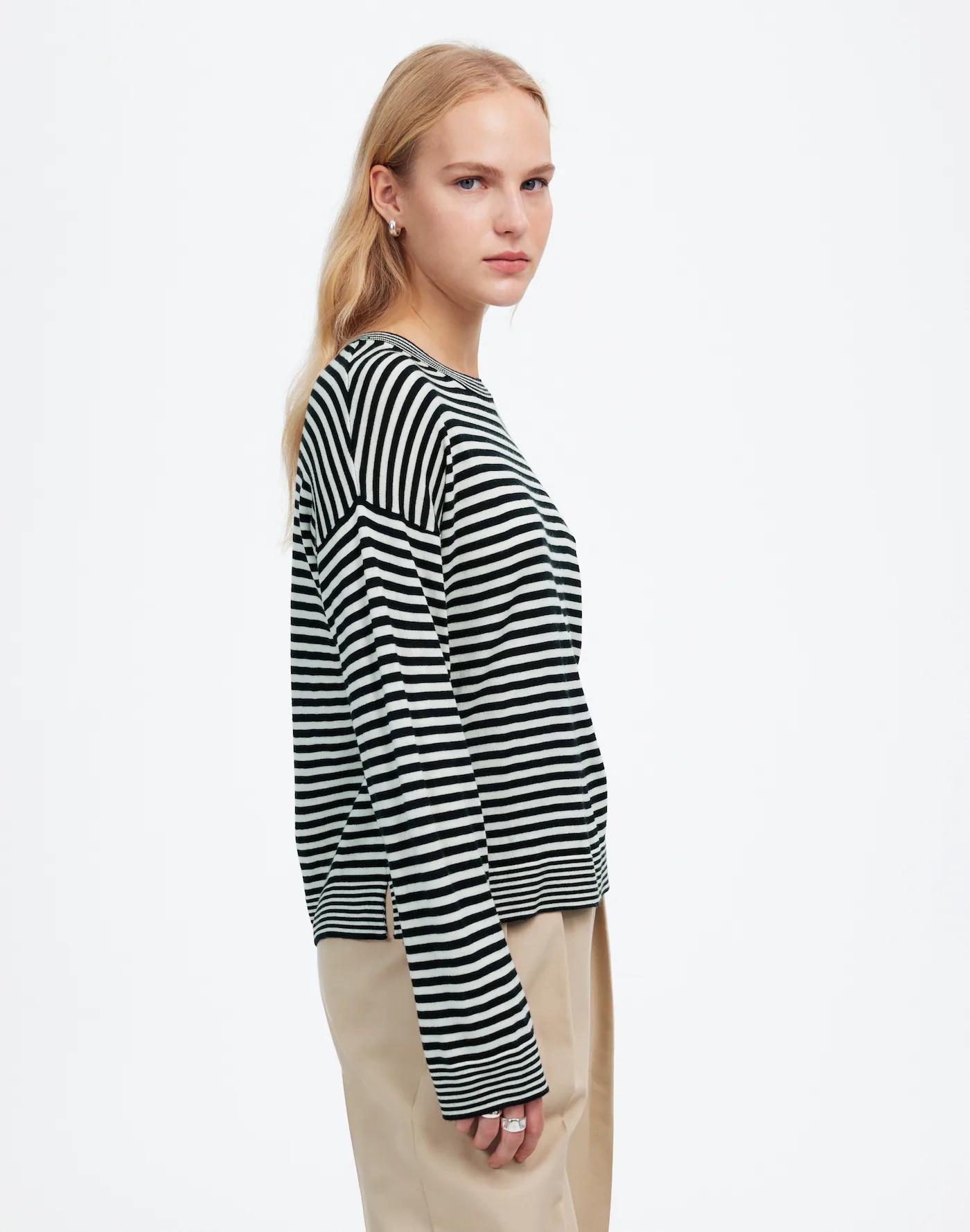 Merino Wool-Silk Blend Crewneck Sweater in Stripe Product Image