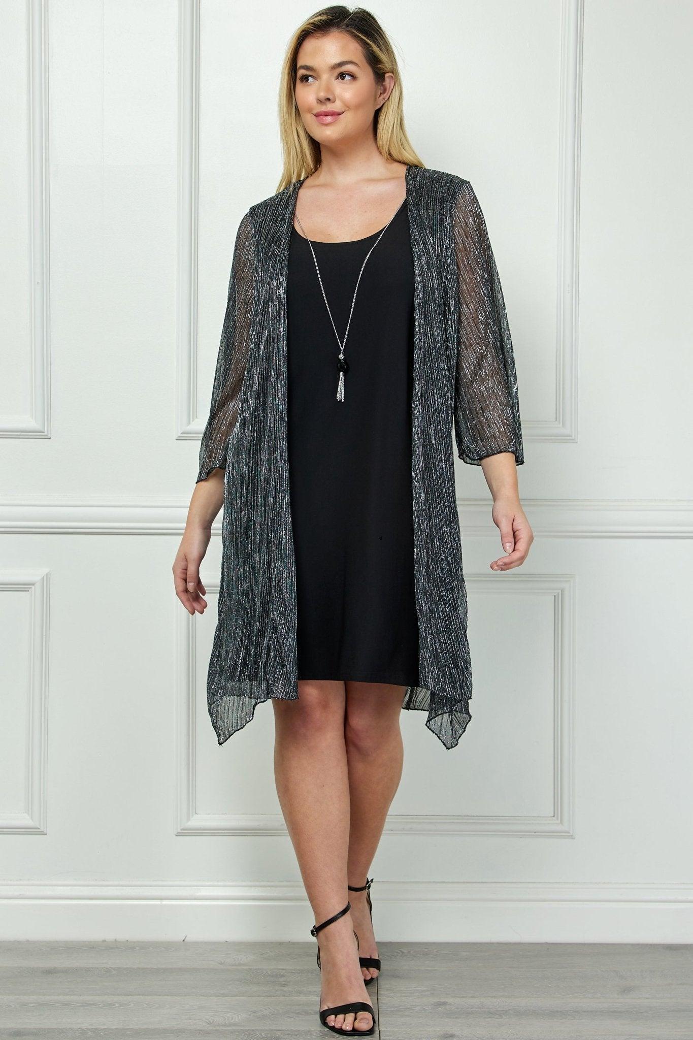 Sara Michelle 3/4 Bell Sleeve 2Fer Dress And Necklace - Plus Product Image