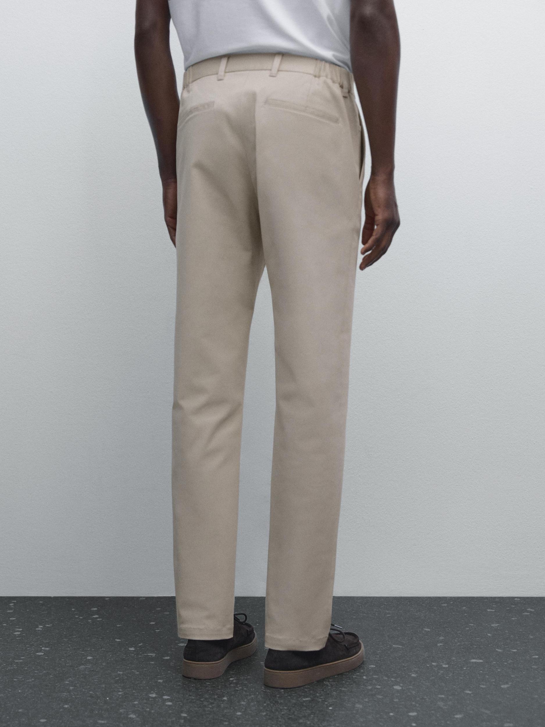 Cotton blend tapered fit trousers Product Image