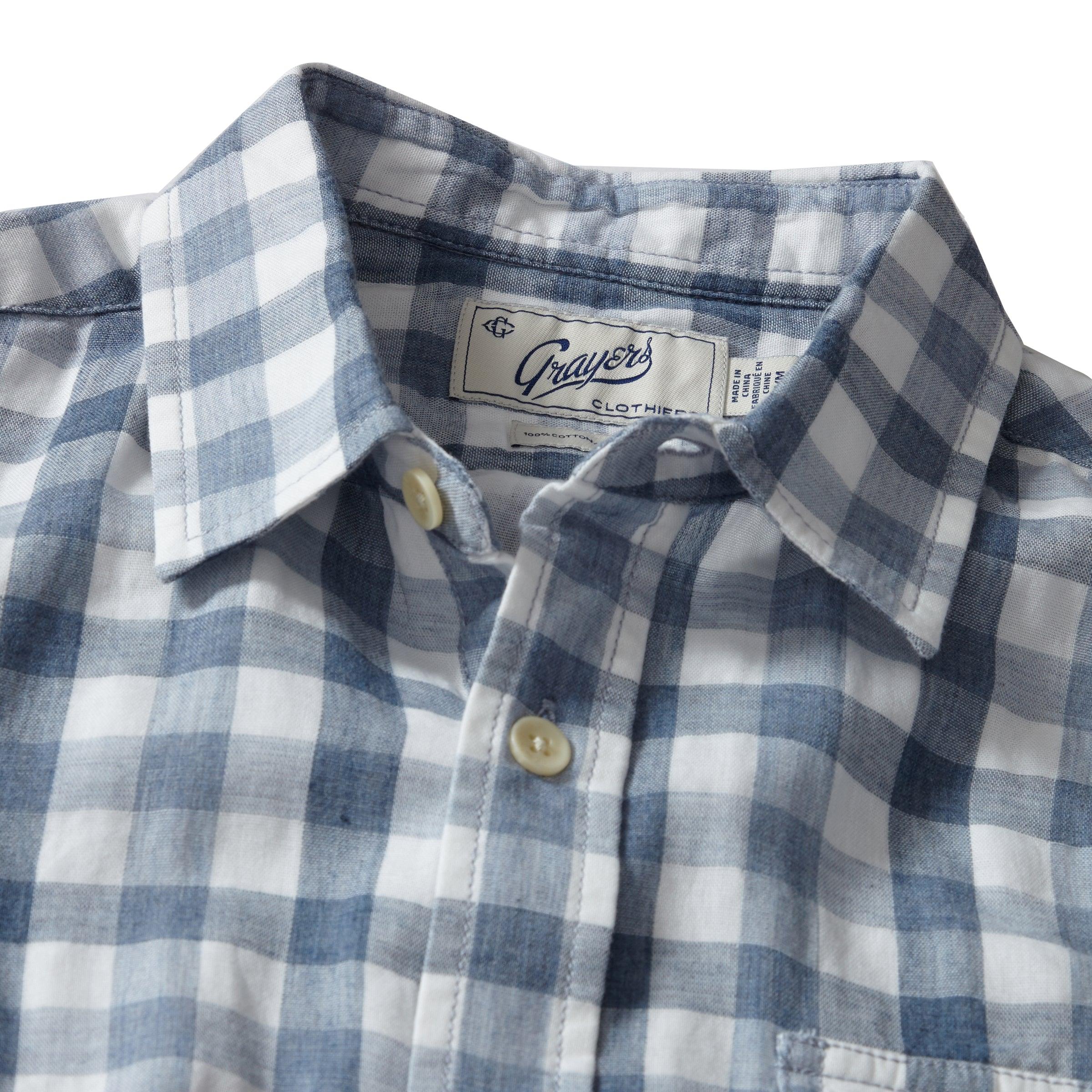 Denby Double Cloth Shirt - Heather Blue Cream Gingham Product Image